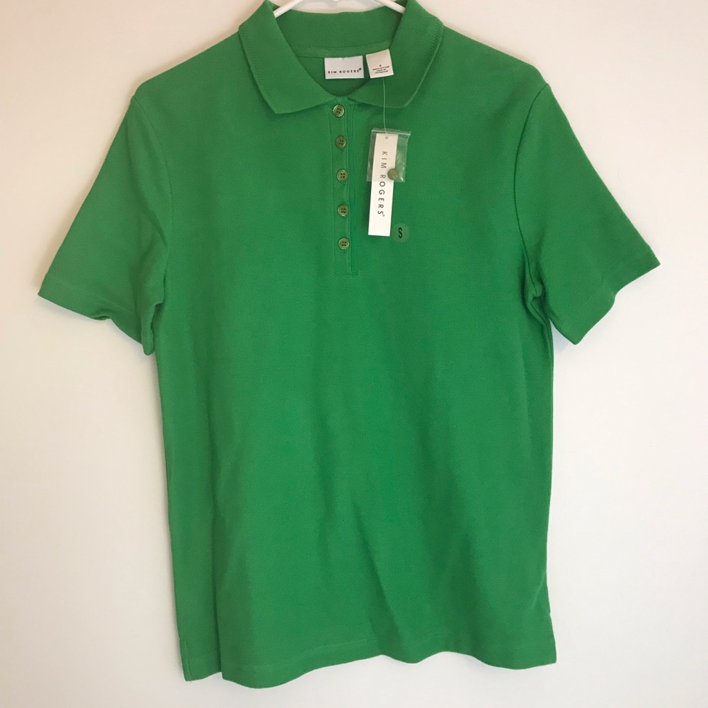 NWT Womens Kelly Green Short Sleeve Polo Shirt
